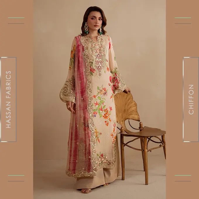 Embroidered Printed Chiffon - 04 - Image 7