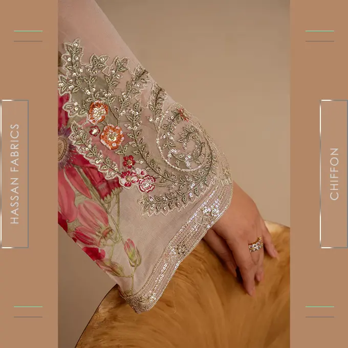 Embroidered Printed Chiffon - 04 - Image 4